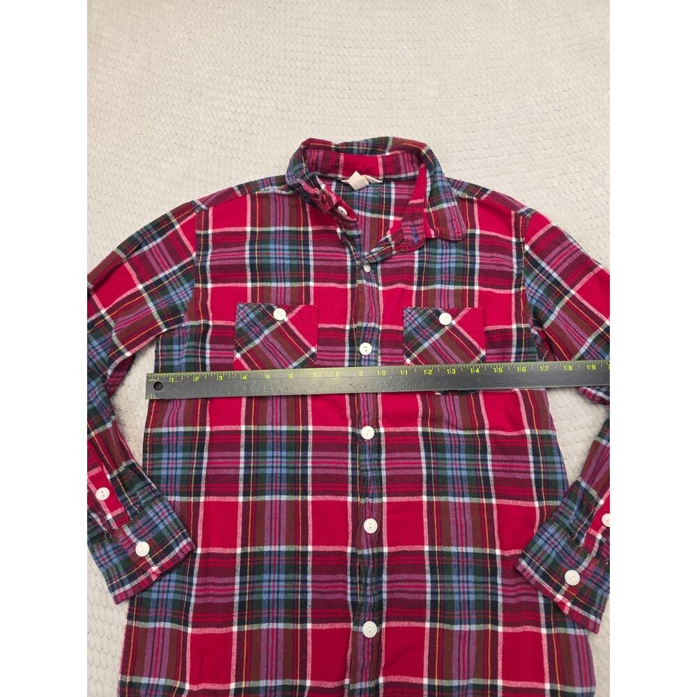 Lands End Kids Shirt Boys Large 14/16 Red Plaid Flannel Button Up - Picture 3 of 8